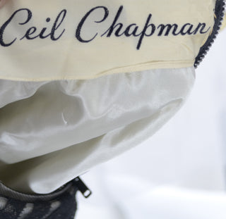 1950s Ceil Chapman Vintage Dress with Black Lace Trim - Dressing Vintage