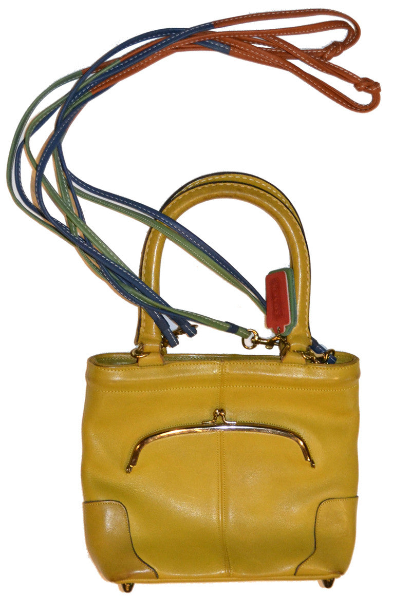Vintage Coach Women's Yellow Tan Canvas with Patent Leather Trim Shoulder  Hand | Shop THRILLING