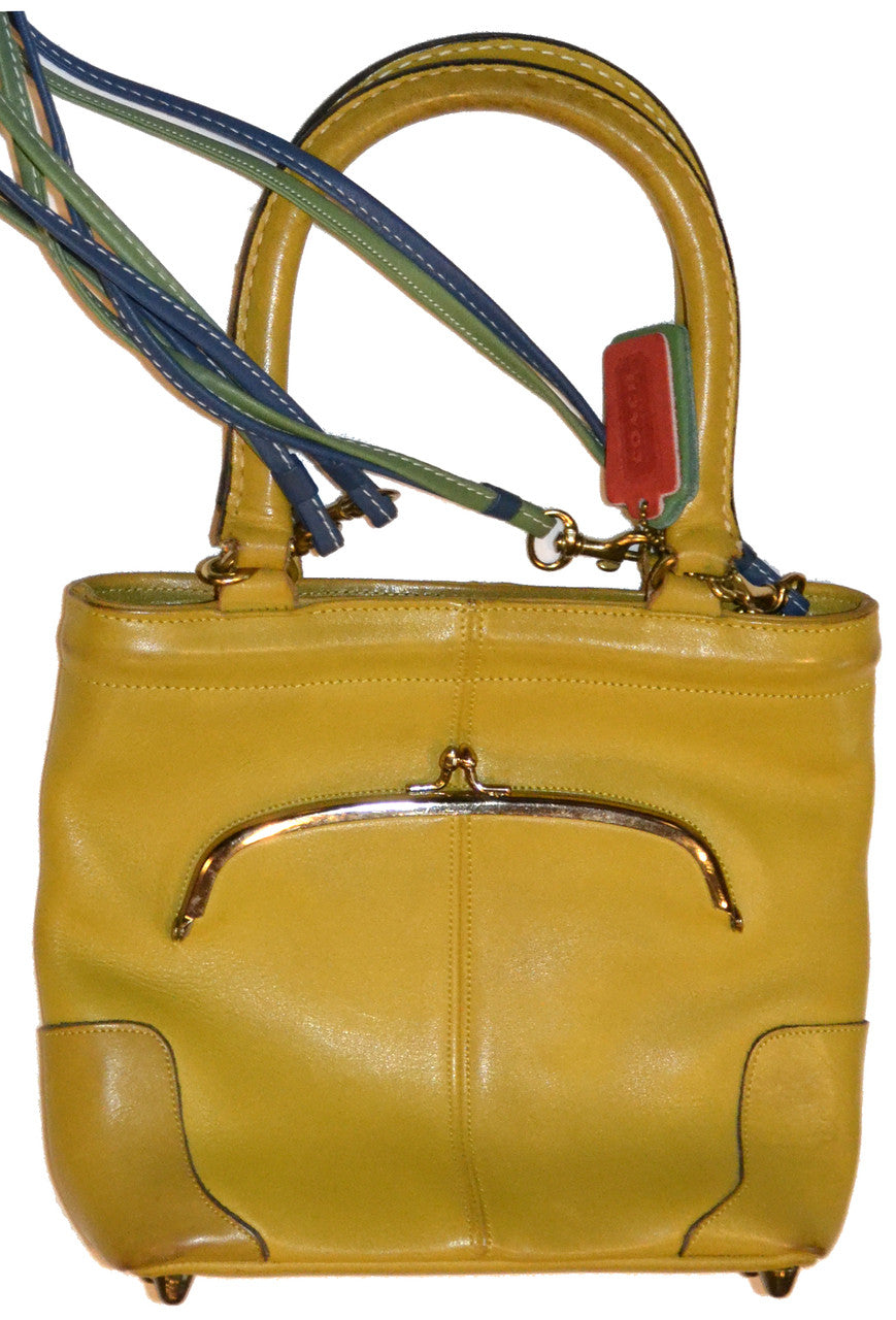 Coach Zoe Optic Purse Handbag Ivory Cream Yellow. Tan Leather. 9 X 6.  Beautiful - Etsy