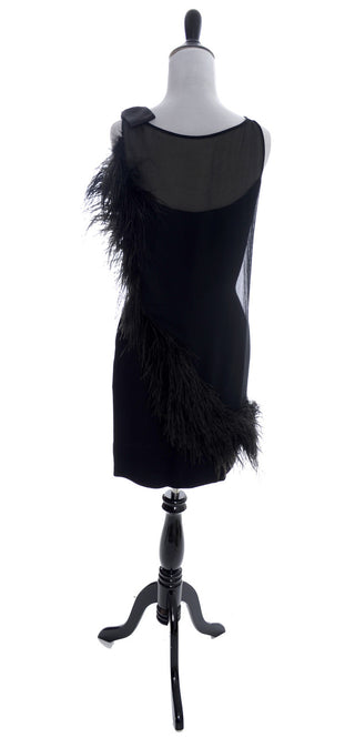 1970s Lilli Diamond Vintage Black Dress with Feathers - Dressing Vintage