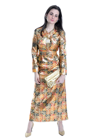 1970's Gold Metallic Krist Vintage Dress Never Worn - Dressing Vintage