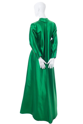 Vintage hostess gown Emerald Green Satin 1940's robe SOLD - Dressing Vintage