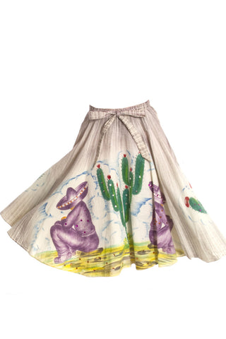 Hand Painted Vintage Mexican Skirt with sequins - Dressing Vintage