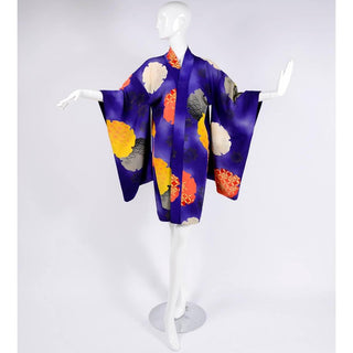 Vintage 1930's silk purple yellow grey kimono