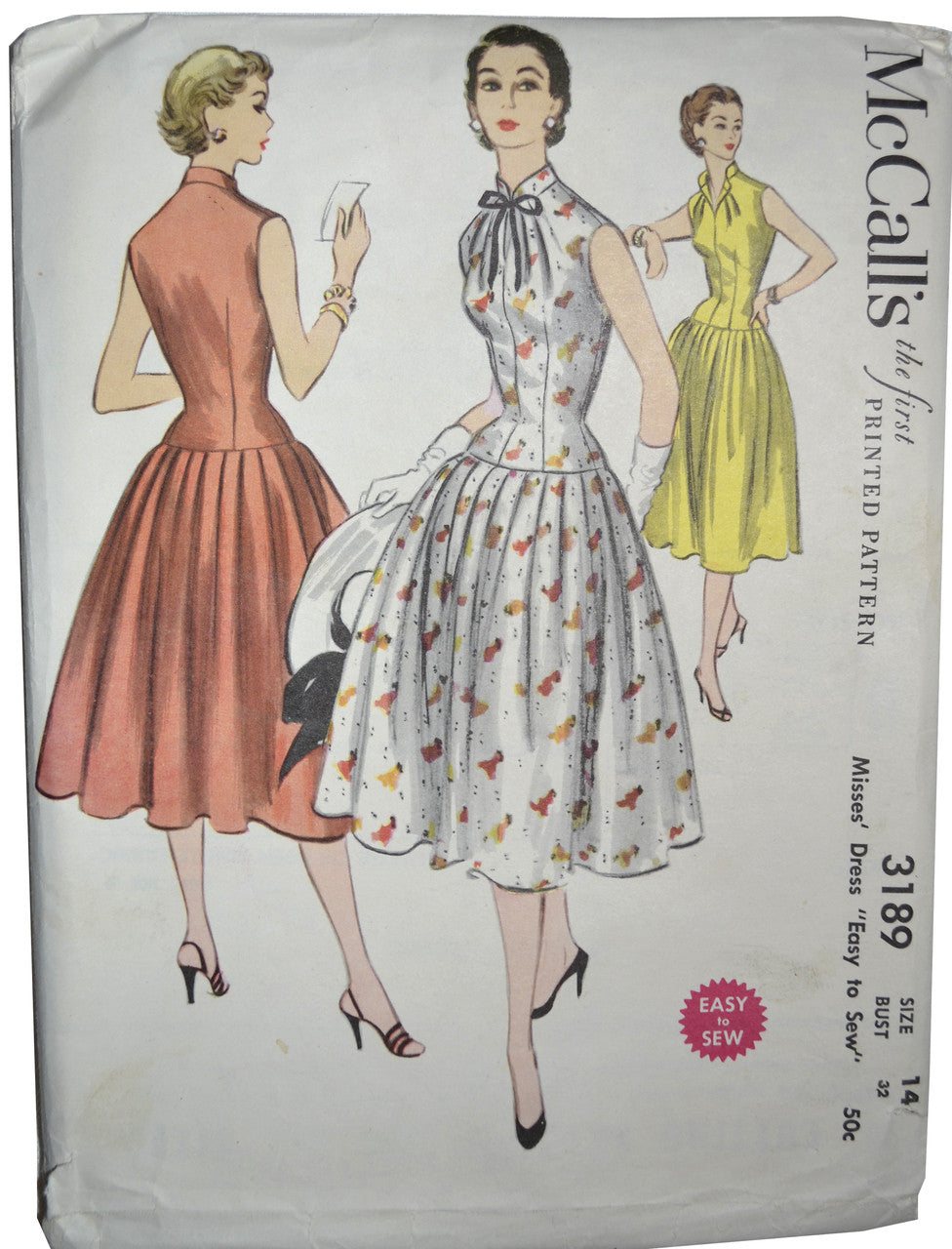 1950s Vintage Dress Pattern McCall's 3189 32B UNCUT 1950s Vintage Dress Pattern McCall's 3189 32B UNCUT
