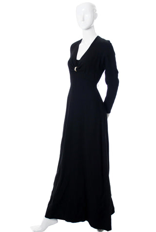 Vintage designer Nina Ricci 1970s black evening gown - Dressing Vintage