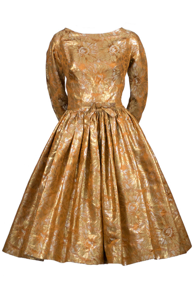 1950s William Pearson Designer Gold Vintage Dress 1950s William Pearson Designer Gold Vintage Dress