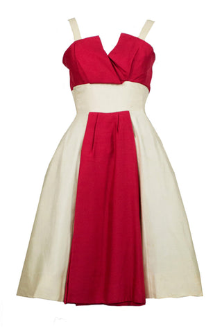 Silk red and white Jacques Heim party dress