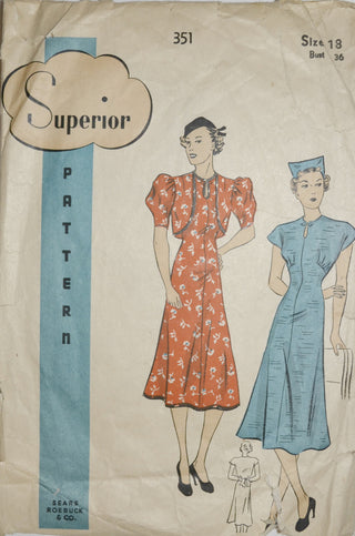 Superior Pattern 351 Sears Roebuck 1930s vintage dress and bolero 36B - Dressing Vintage