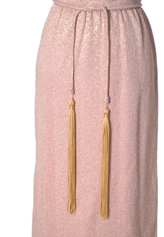 1960's Vintage Dress Pink and Gold Lame Formal Evening Gown - Dressing Vintage