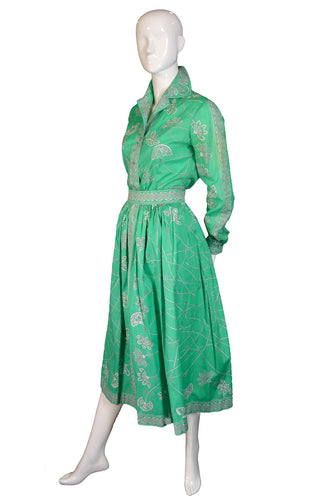 vintage emilio pucci dress Emilio Pucci vintage green 2 pc dress with skirt and blouse excellent condition – Modig