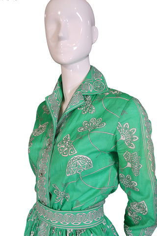 Vintage Emilio Pucci green print 2 pc dress with skirt and blouse ON HOLD - Dressing Vintage
