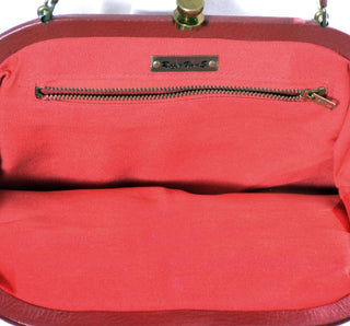 1960's Red Leather Roger Van S Vintage Handbag Purse - Dressing Vintage
