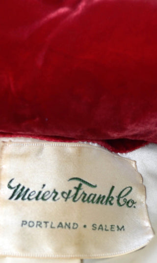 1950s Vintage Red Velvet Coat with Ivory Silk Lining - Dressing Vintage