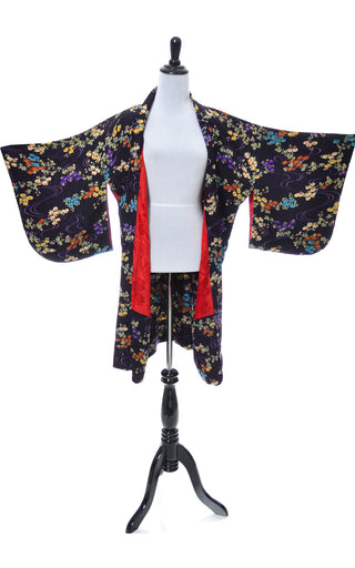 Japanese vintage Kimono late 1930s silk floral Robe - Dressing Vintage