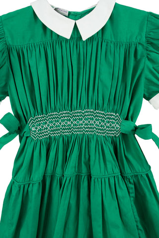 Miller Frock's 1950s girl's green hand smocked dress - Dressing Vintage