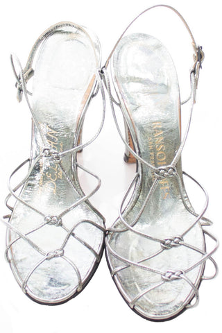 Vintage Delman De Luxe metallic strappy sandal party heels 7 or 7.5 M - Dressing Vintage