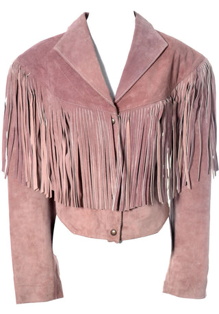 1980's Vintage Western Pink Suede Motorcycle Jacket with Fringe - Dressing Vintage