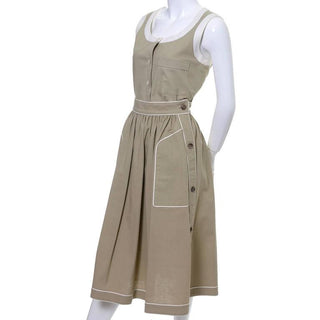 70s Vintage Valentino tan linen dress