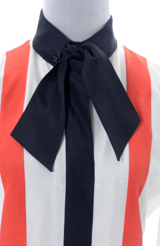 Never worn vintage Valentino silk striped blouse with sash tie SOLD - Dressing Vintage