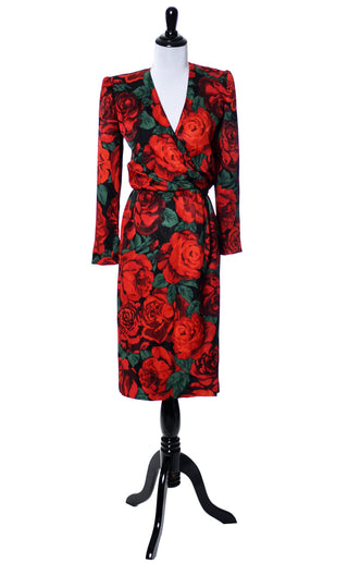 Vintage Valentino silk dress with red roses - Dressing Vintage