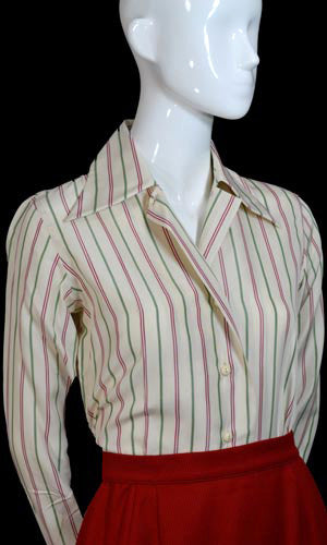 Outstanding vintage Valentino striped blouse with cherry cufflinks - Dressing Vintage