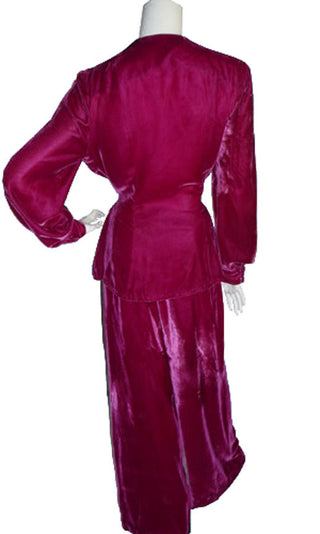1940's Velvet Vintage Hostess Pajamas with Cut Steel Studs 40B - Dressing Vintage