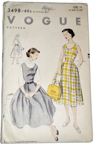 Vintage Vogue 3498 1950s jumper dress pattern UNCUT 33B - Dressing Vintage