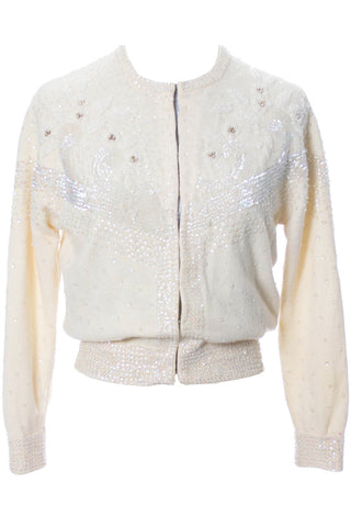 Beaded Winter White Vintage Sweater - Dressing Vintage