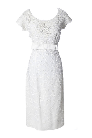 Jerry Parnis lace and linen white vintage dress
