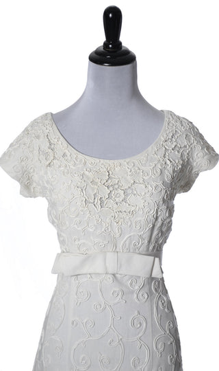 Vintage ivory linen lace dress