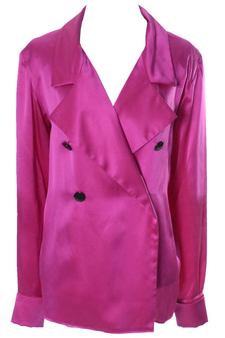 YSL Rive Gauche pink silk blouse size 40 - Dressing Vintage