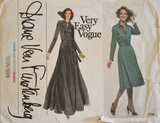 Diane Von Furstenberg Vogue 1730 Vintage Dress Pattern 36B - Dressing Vintage