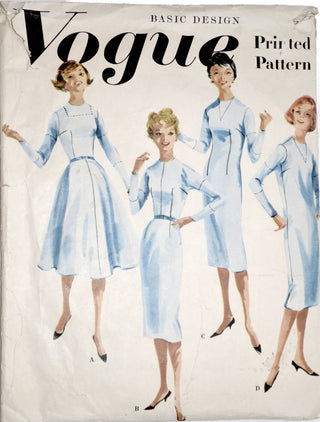 Vogue 3001 vintage basic designs 50s dresses pattern 31.5B - Dressing Vintage