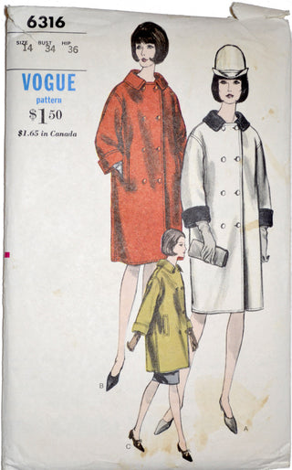 Vintage Vogue 6316 mod coat pattern UNCUT 34B - Dressing Vintage