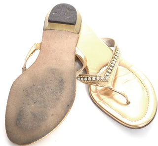 1960's Waltah Clarke Hawaiian Shop Gold Rhinestone Vintage Sandals 9 - Dressing Vintage
