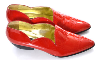 Amazing Vintage Walter Steiger Red Patent Leather Shoes Size 10 - Dressing Vintage
