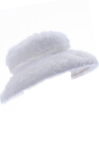 Vintage 1960s White Angora Hat Nicholas Ungar Souffle - Dressing Vintage