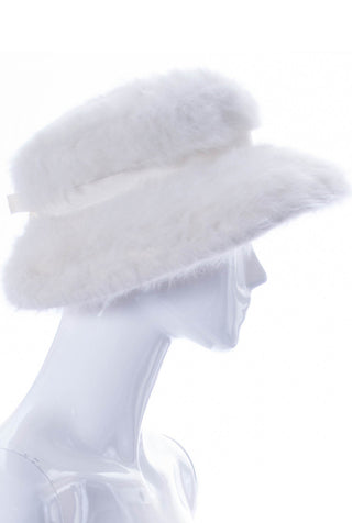 Vintage 1960s White Angora Hat Nicholas Ungar Souffle - Dressing Vintage