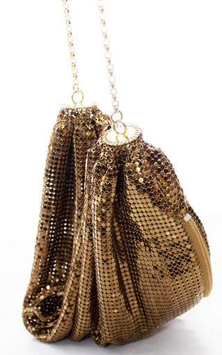 Vintage Whiting and Davis bronze mesh slouch bag Studio 54 chic - Dressing Vintage