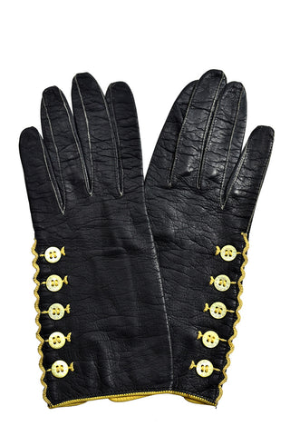 Black Leather Vintage Gloves
