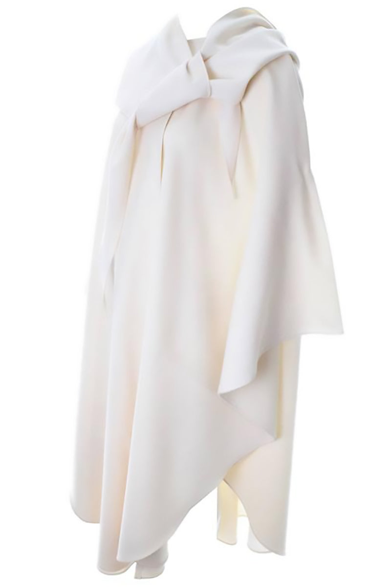 Designer Yeohlee Cape in Winter White Wool Hooded Cloak One Size