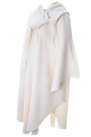 Vintage winter white wool hooded cape