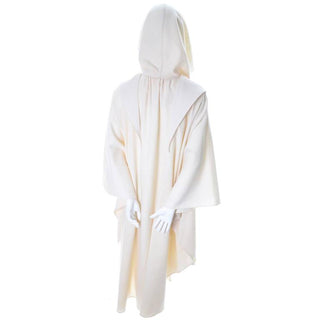 White wool hooded cape by designer Yeohlee