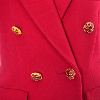 Yves Saint Laurent Red Wool Vintage Blazer gripoix buttons