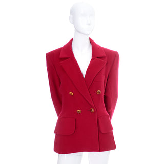 1990s Yves Saint Laurent Red Wool Vintage Blazer