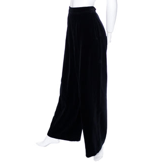 Vintage Yves Saint Laurent High Waisted Black Velvet Pants 70s
