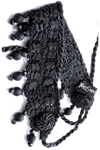 Yves Saint Laurent vintage beaded black necklace choker 1960s - Dressing Vintage