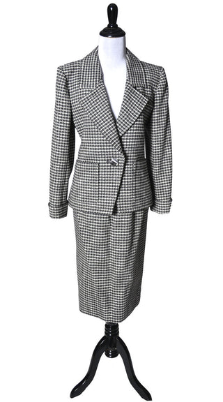 2 Pc YSL Yves Saint Laurent Rive Gauche Houndstooth Vintage Wool Suit - Dressing Vintage