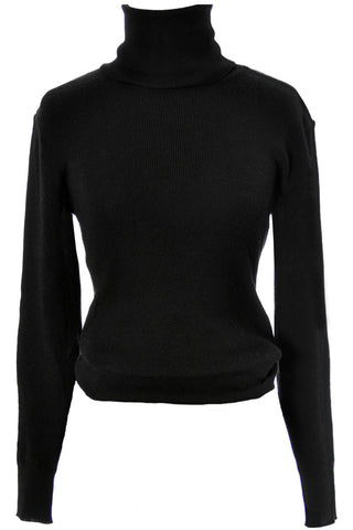 Black Wool Yves Saint Laurent Vintage Turtleneck Sweater - Dressing Vintage